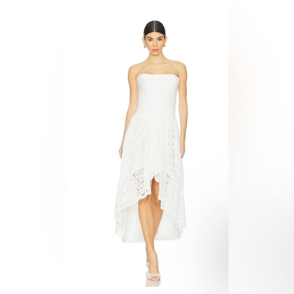 Bardot Strapless White Lace Dress new with tags